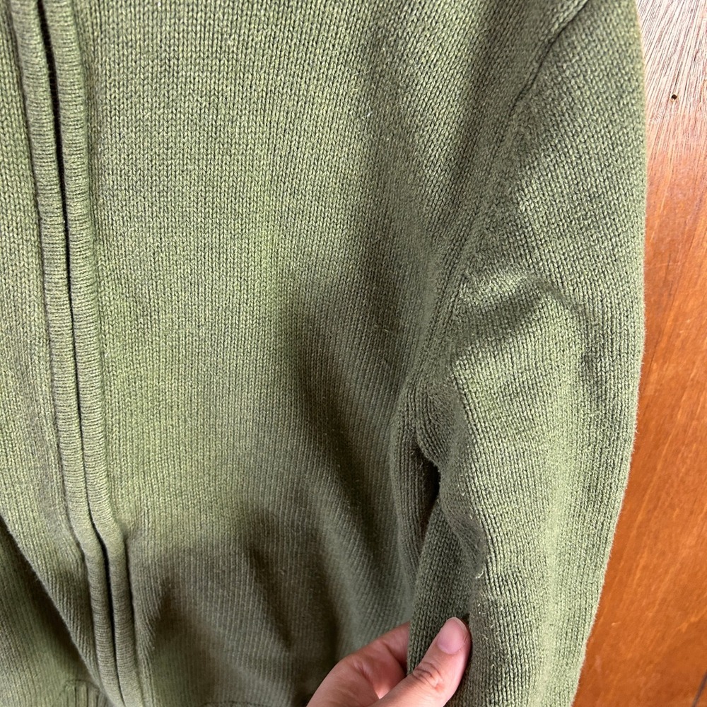 Croft & Barrow Mens Full Zip Sweater Olive Green Mock Neck Ribbed Knit Large - Picture 4 of 11